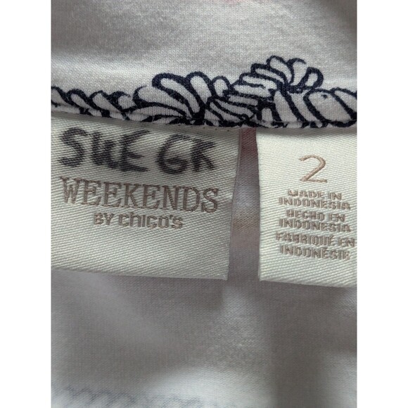 Chicos Weekends Jacket Women's 2 (L) Stripes Red Yellow Athleisure Nautical Rope - Picture 3 of 13